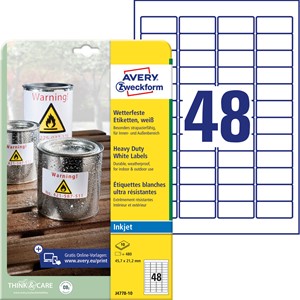 Avery Zweckform J4778-10 - Etiketten 45,7 x 21,2 mm, wetterfest, Inkjet