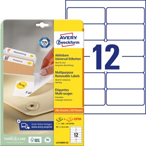 Avery Zweckform L4743REV-25 - Wiederablösbare Etiketten 99,1x42,3 mm, 25+5 Bögen
