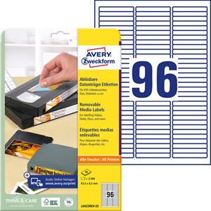 Avery Zweckform L6022REV-25 - Data Cartridge Etiketten 63,5 x 8,5 mm, 25 Bögen, wiederablösbar
