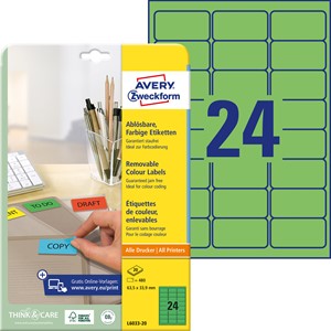 Avery Zweckform L6033-20 - Etiketten 63,5x33,9 mm, 20 Bögen, grün