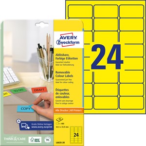 Avery Zweckform L6035-20 - Etiketten 63,5x33,9 mm, 20 Bögen, gelb