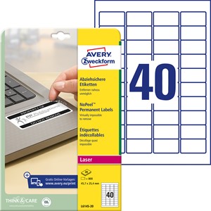 Avery Zweckform L6145-20 - abziehsichere Etiketten 45,7 x 25,4mm