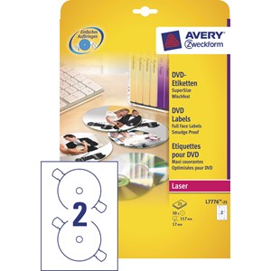 Avery Zweckform L7776-25 - DVD Etiketten SuperSize für Farblaser