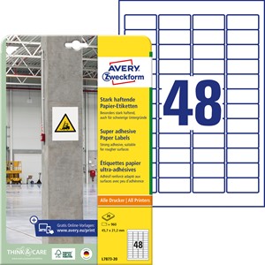 Avery Zweckform L7873-20 - Etiketten, 45,7 x 21,2 mm, weiß, stark haftend