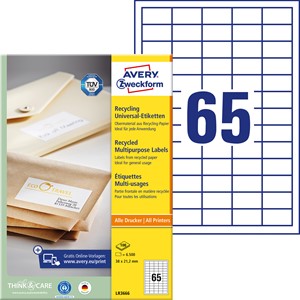 Avery Zweckform LR3666 - Recycling Etiketten 38,0x21,2 mm, 100 Bögen