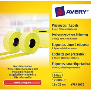 Avery Zweckform YPLP1626 - Etiketten für 2-zeilige Handauszeichner, neongelb, 16 x 26 mm