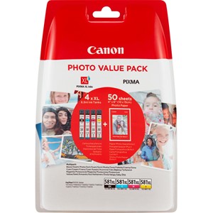 Canon 2052C004 - CLI-581XLMulti, 4er-Multipack, schwarz, cyan, magenta, yellow, hohe Füllmenge