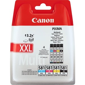 Canon 1998C005 - CLI-581XXLMulti, 4er-Multipack, schwarz, cyan, magenta, yellow, extra hohe Füllmenge