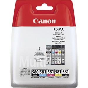Canon 2078C005 - PGI-580/CLI-581Multi, 5er-Multipack, schwarz, cyan, magenta, yellow