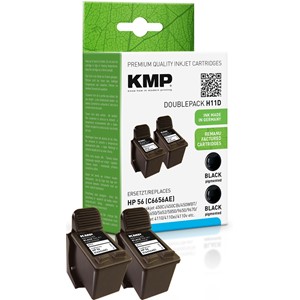 KMP 0995,4021 - Tintenpatronen schwarz, Doppelpack, wiederaufbereitet, kompatibel zu HP 56 (C6656A)