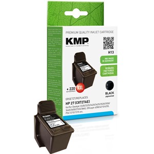 KMP 0997,4271 - Tintenpatrone, schwarz pigmented, kompatibel zu HP C8727AE, HP 27