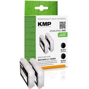 KMP 1035,0021 - Tintenpatronen Doppelpack, schwarz, kompatibel zu Brother LC-1000Bk