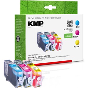 KMP 1510,0005 - Vorteilspack 3 Tintenpatronen, ersetzt Canon CLI-521CMY