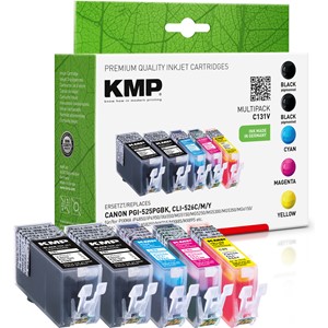 KMP 1513,0055 - Tintenpatronen Multipack, schwarz, cyan, magenta, gelb, kompatibel zu Canon PGI-525PGBK, CLI-526C, CLI-526M, CLI-526Y