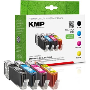 KMP 1520,0050 - Tintenpatronen Vorteilspack, CMYK, kompatibel zu Canon CLI-551 XL