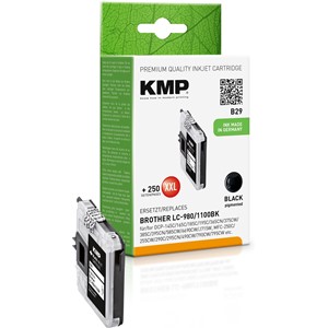 KMP 1521,5221 - Tintenpatrone, schwarz, kompatibel zu Brother LC-980, LC-1100Bk