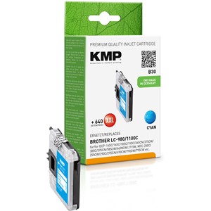 KMP 1521,5223 - Tintenpatrone, cyan, kompatibel zu Brother LC-980, LC-1100C