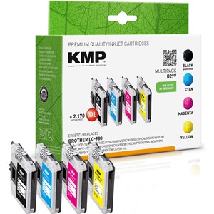 KMP 1521,5225 - Tintenpatronen Vorteilspack, kompatibel zu Brother LC-980, LC-1100 Bk/C/M/Y