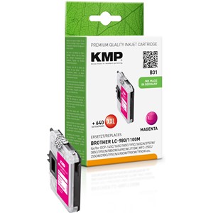 KMP 1521,5226 - Tintenpatrone, magenta, kompatibel zu Brother LC-980, LC-1100M