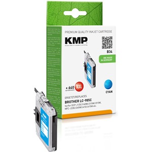 KMP 1523,0003 - Tintenpatrone, cyan, kompatibel zu Brother LC-985C