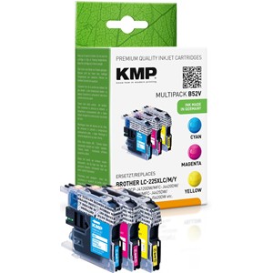 KMP 1530,0050 - Tintenpatronen Multipack, cyan, magenta, yellow, kompatibel zu LC225XLC, LC225XLM, LC225XLY