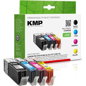 KMP 1567,0050 - Tintenpatronen Multipack, schwarz, cyan, magenta, yellow, kompatibel zu Canon CLI571C/M/YXL, PGI570PGBKXL