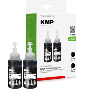 KMP 1570,0001 - Tintennachfüllflaschen Doppelpack, schwarz, kompatibel zu Canon GI490BK (0663C001)