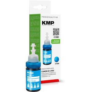 KMP 1571,0003 - Tintennachfüllflasche, cyan, kompatibel zu Canon GI490C (0664C001)
