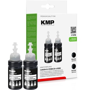 KMP 1572,0001 - Tintennachfüllflaschen Doppelpack, schwarz, kompatibel zu Canon GI590BK (1603C001)