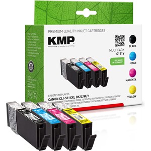 KMP 1577,0205 - Tintenpatronen Multipack, schwarz, cyan, magenta, gelb, kompatibel zu Canon CLI-581BKXXL, CLI-581CXXL, CLI-581MXXL, CLI-581YXXL