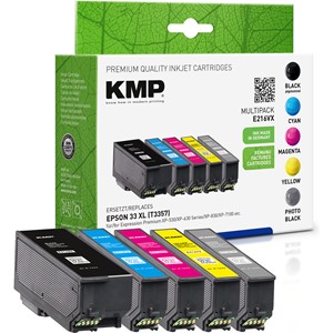 KMP 1633,4055 - Tintenpatronen Multipack, schwarz, photoschwarz, cyan, magenta, yellow, kompatibel zu Epson 33XL T3351, T3361, T3362, T3363, T3364