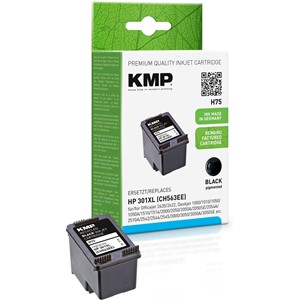 KMP 1719,4001 - Tintenpatrone, recycled, schwarz, kompatibel zu HP 301XL (CH563EE)