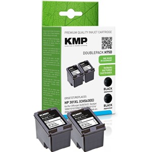KMP 1719,4021 - Tintenpatrone, schwarz, kompatibel zu HP 301XL (CH563EE)