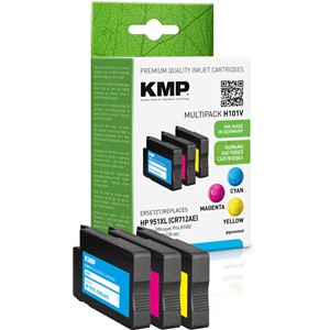 KMP 1723,4050 - Tintenpatronen Vorteilspack, recycled, mit Chip, CMY, kompatibel zu HP 951XL