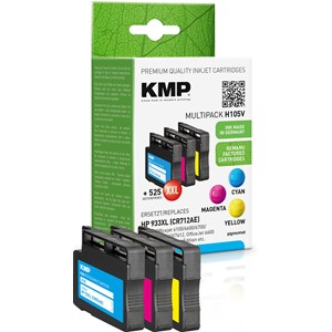 KMP 1726,4050 - Tintenpatronen Vorteilspack, recycled, mit Chip, CMY, kompatibel zu HP 933XL