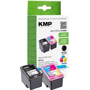 KMP 1741,4805 - Tintenpatrone, schwarz, 3-farbig, kompatibel zu HP 62 (C2P04AE, C2P06AE)