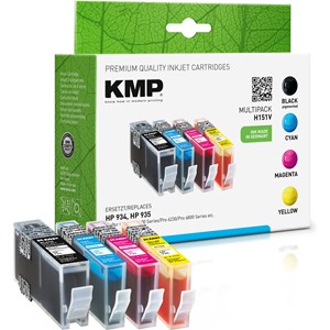 KMP 1743,8050 - Tintenpatronen Multipack, schwarz, cyan, magenta, yellow, kompatibel zu 934 (C2P19AE), 935 (C2P20AE, C2P21AE, C2P22AE)