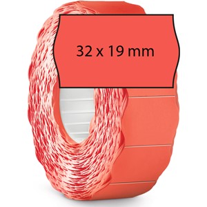 Meto 30007361 - METO Etiketten für Preisauszeichner (32x19 mm, 2-zeilig, 5.000 Stück, permanent haftend) 5 Rollen à 1000 Stück, fluor rot
