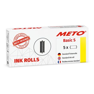 Meto 9505909 - METO Tintenrollen für Preisauszeichner Arrow S (1-zeilig, 8-stellig für 22x12 mm Etiketten) 5 Stück, schwarz