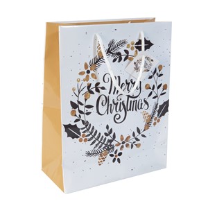 SIGEL QW006 - große Papier-Geschenktüte, gold/schwarz, Weihnachten, 33x26 cm