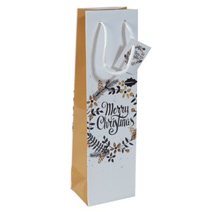 SIGEL QW008 - Flaschen-Geschenktüte aus Papier, gold/schwarz, Weihnachten