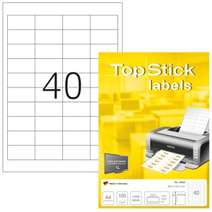 TopStick 8658 - Universal-Etiketten 48,5x25,4 mm auf A4, 100 Blatt = 4000 Etiketten