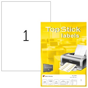 TopStick 8720 - Universal-Etiketten 210x297 mm auf A4, 100 Blatt = 100 Etiketten