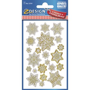 Z-Design 52761 - Premium Papier Sticker Sterne weiß