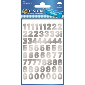 Z-Design 59124 - Folien Sticker Zahlen wetterfest silber
