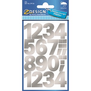 Z-Design 59126 - Folien Sticker Zahlen wetterfest silber