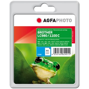 AgfaPhoto APB1100CD - Agfaphoto Tintenpatrone, cyan, ersetzt Brother LC1100C, LC980C