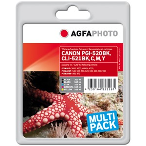AgfaPhoto APCCLI521SETD - Agfaphoto Tintenpatronen Multipack, cmyk, ersetzt Canon PGI-520, CLI-521