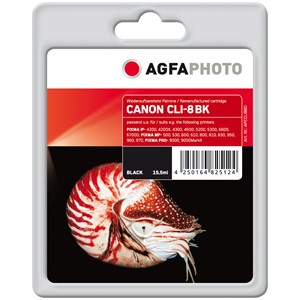 AgfaPhoto APCCLI8BD - Agfaphoto Tintenpatrone, schwarz, ersetzt Canon CLI-8BK