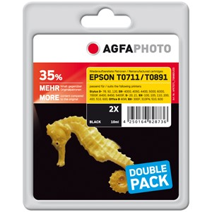 AgfaPhoto APET071/089BDUO - Agfaphoto Tintenpatronen Doppelpack, 2xschwarz, ersetzt Epson T0711H